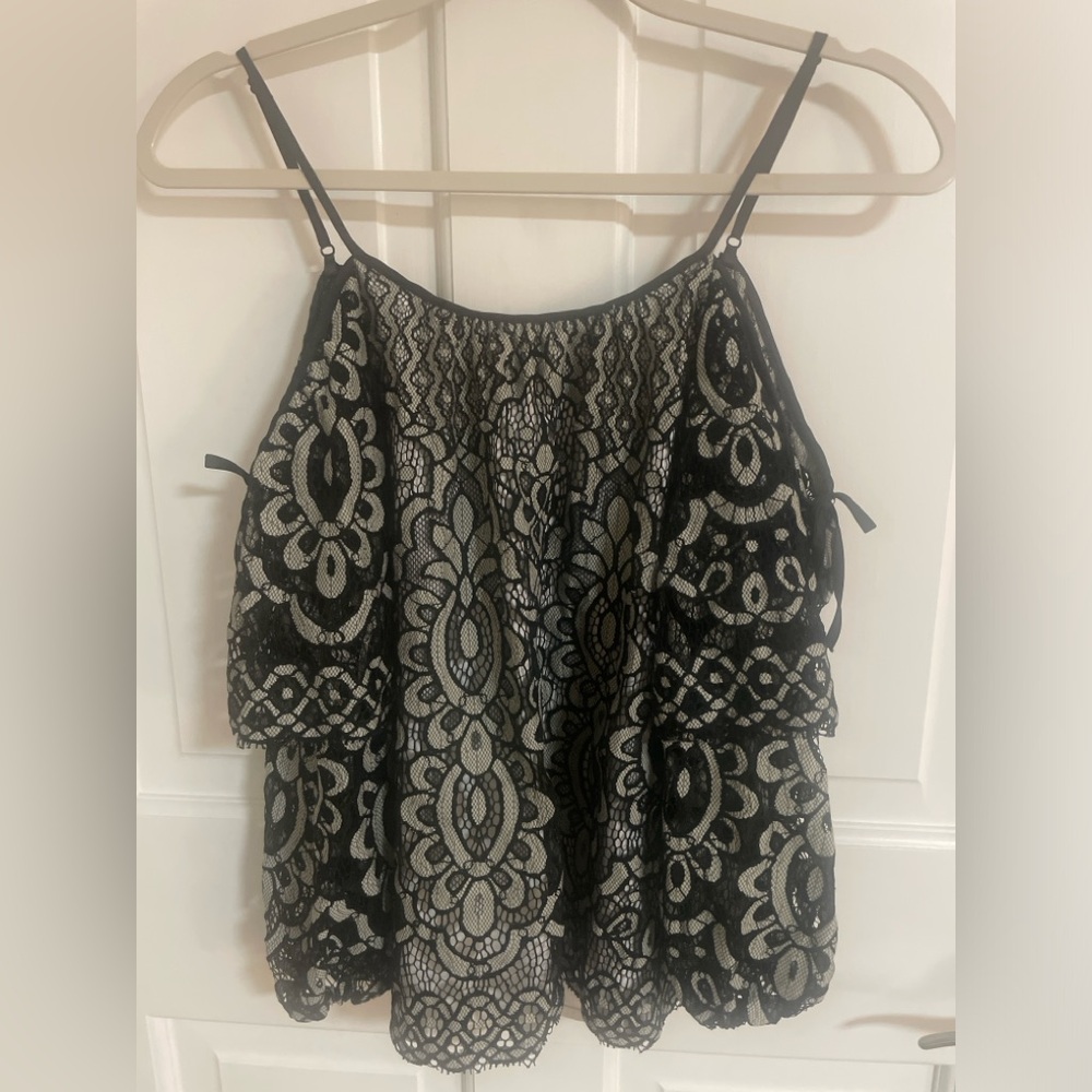 Parker Black and Cream Lace Blouse